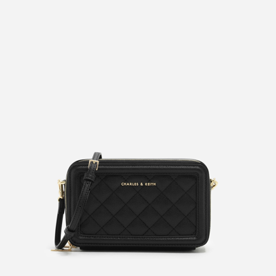 Charles & Keith Quilted Long Wallet In Black