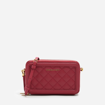 Charles & Keith Quilted Long Wallet In Red