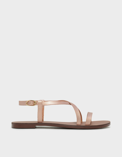 Charles & Keith Criss Cross Sandals In Rose Gold
