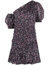 Isabel Marant Étoile Lecia Print Cotton Mini Dress In Nero