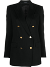 Tagliatore Double-breasted Houndstooth Jacket With Tailored Silhouette In Nero