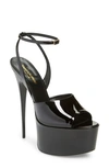 Saint Laurent Kika Platform Ankle Strap Sandal In Black
