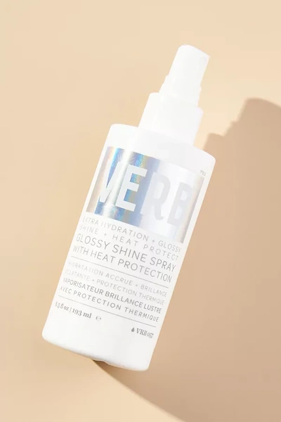Verb Glossy Shine Spray And Heat Protectant In White