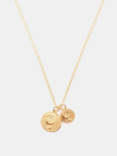Hermina Athens Luna Coin-charm Gold-plated Necklace In Yellow Gold