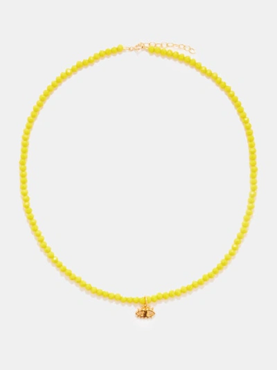 Hermina Athens Tiny Eye Gold-vermeil Beaded Necklace In Yellow Multi