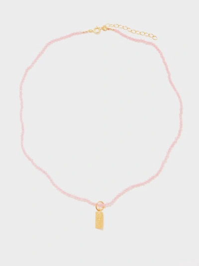 Hermina Athens Delian Beaded & Gold-plated Necklace In Light Pink Multi