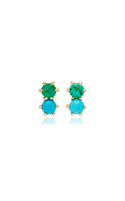 Ila Women's Duo 14k Yellow Gold Emerald; Turquoise Earrings In Blue