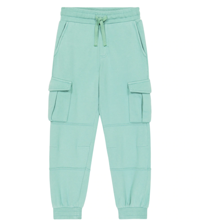 Stella Mccartney Kids' Cotton Cargo Pants In Verdino