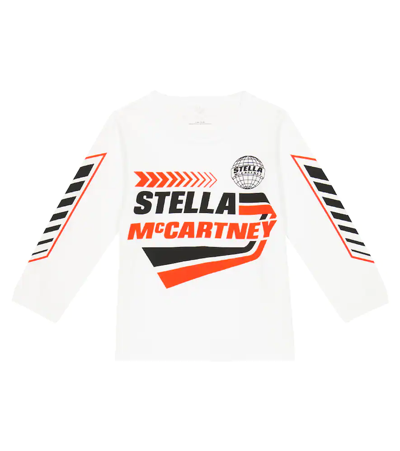 Stella Mccartney Kids' Logo Printed Cotton Top In Bianco