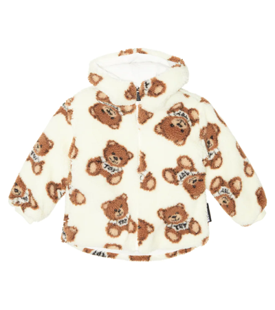 Moschino Kids' Hooded Printed Jacket In Cloud Toy Peluche