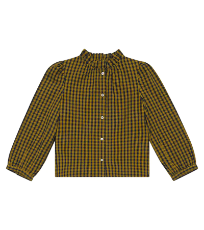 Bonpoint Kids' Brunella Checked Cotton Blouse In Ca Jaune Soleil