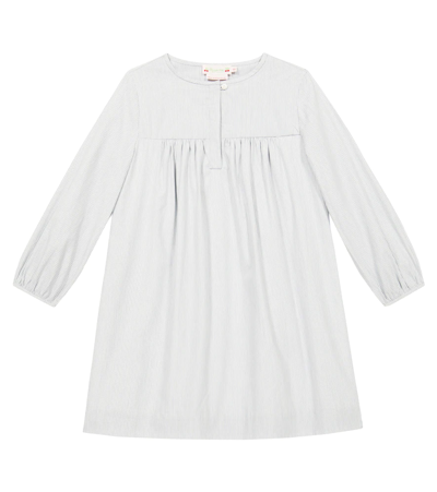 Bonpoint Kids' Brianna Pinstriped Cotton Dress In Gris Clair