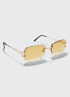 Cartier Men's Rimless Metal Sunglasses In 002 Golden