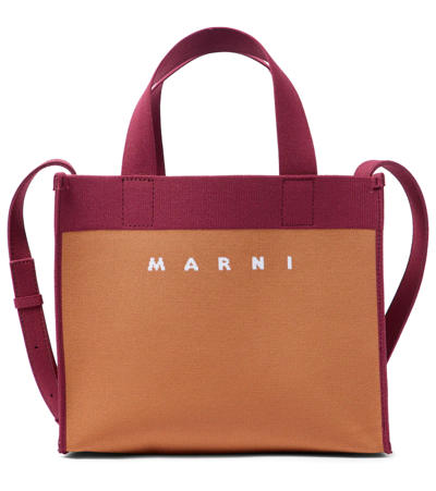 Marni Small Jacquard Knit Tote Bag In Orange