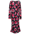 Marni Tulip-print Boat-neck Crepe Midi Dress In Black
