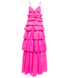 Staud Rylie Tiered Ruffle Tie-back Gown In Pink