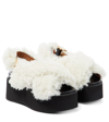 MARNI SHEARLING-TRIMMED LEATHER SANDALS
