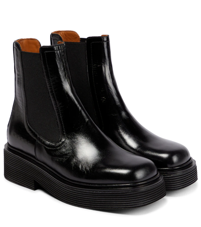 Marni Leather Platform Chelsea Boots In Black