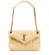 Saint Laurent Puffer Small Leather Shoulder Bag In Light Vanilla