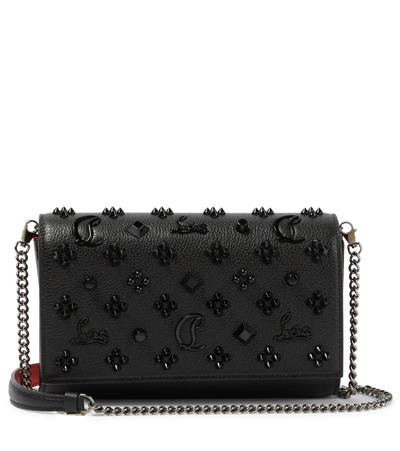 Christian Louboutin Paloma Clutch In Leather With Loubinthesky Spikes In Black