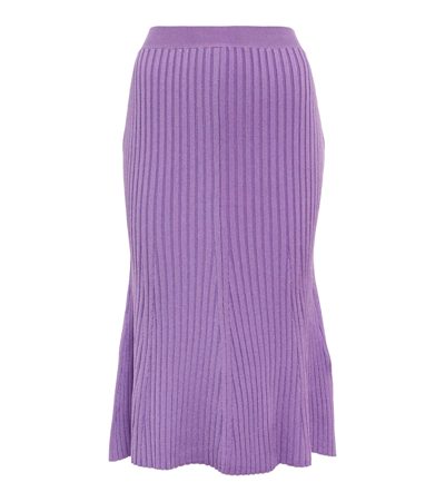 Stella Mccartney Ribbed-knit Midi Skirt In Lilac