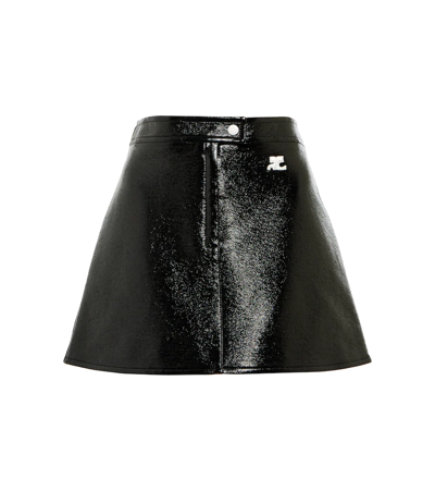 COURRÈGES LOGO A-LINE FAUX LEATHER MINISKIRT