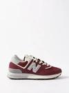 New Balance 574 Legacy Leather And Mesh Trainers In Red