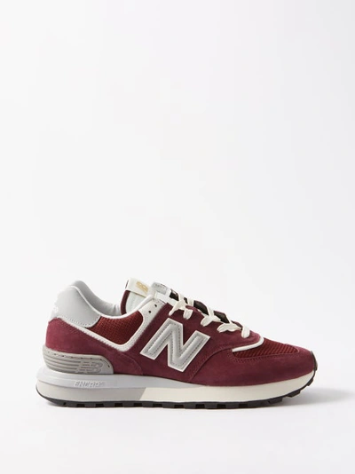 New Balance 574 Legacy Leather And Mesh Trainers In Burgundy Beige