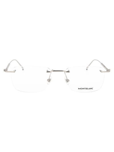 Montblanc Mb0215o Glasses In 002 Silver Silver Transparent