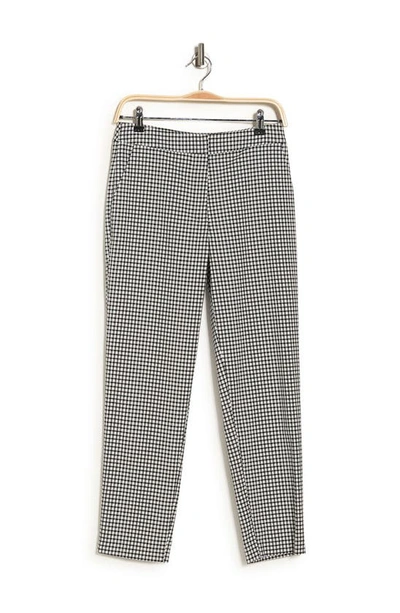 Donna Karan Woman Straight Leg Gingham Chino Pants In Black/ Ivory