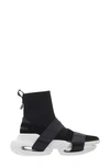 Balmain B Bold High Sock & Strap Tech Sneakers In Eab Noir/ Blanc