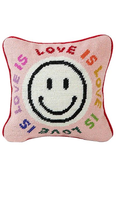 Furbish Studio Love Is Love Needlepoint Pillow In Pink
