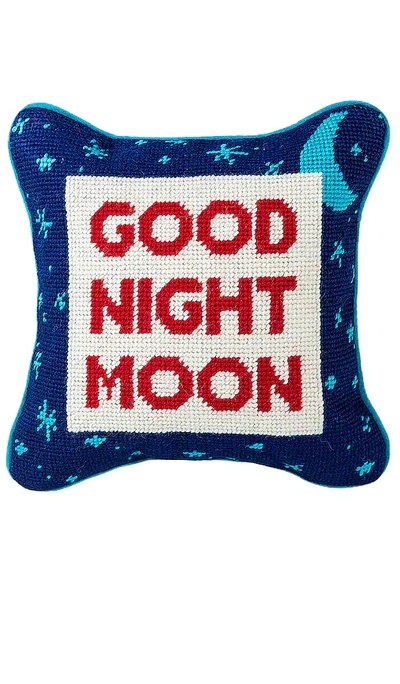 Furbish Studio Good Night Moon Needlepoint Pillow In Navy