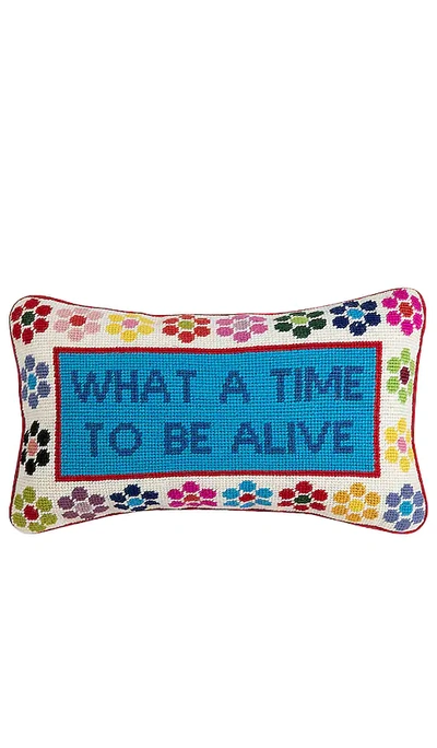 Furbish Studio What A Time Needlepoint Pillow In Blue