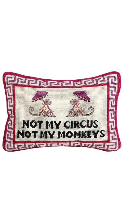 Furbish Studio Not My Circus Needlepoint Pillow In Pink