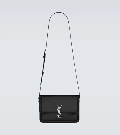 Saint Laurent Solferino Medium Leather Shoulder Bag In Black