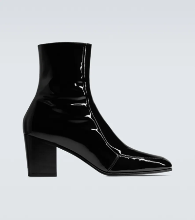 Saint Laurent Beau Patent Leather Ankle Boots In 블랙