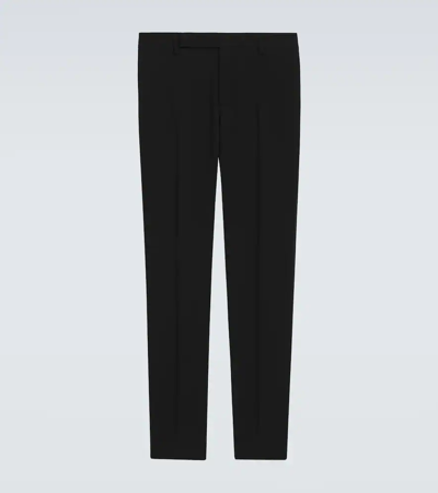 Saint Laurent Wool Gabardine Slim Trousers In Noir