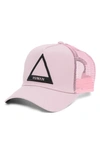 Hvman Triangle Logo Mesh Trucker Cap In Dusty Pink