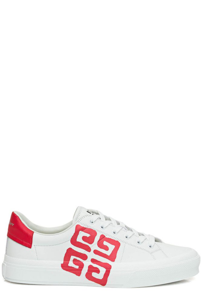 Givenchy Men's City Sport 4g Leather Low-top Sneakers In White/red