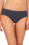 Natori Bliss Girl Comfortable Brief Panty Underwear With Lace Trim In Ash Navy