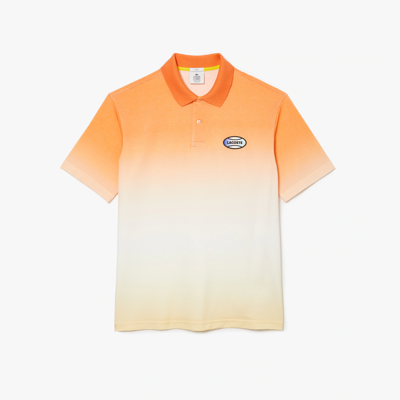 Lacoste Live Lacoste Unisex  Loose Fit Gradated Print Cotton Polo - Xxs In Orange