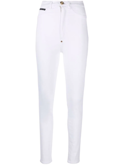 Philipp Plein Super High-wasit Jegging In White