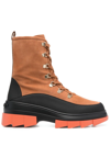 Stuart Weitzman Panelled Lace-up Chunky Boots In Braun