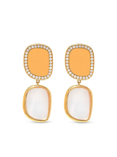 Roberto Coin 18kt Rose Gold Black Jade Amphibole Diamond And Mother Of Pearl Earrings In Rosa