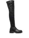 Jimmy Choo Biker Ii Buckled Leather Over-the-knee Boots In Schwarz