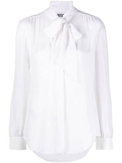 Moschino Silk Pussy-bow Blouse In White