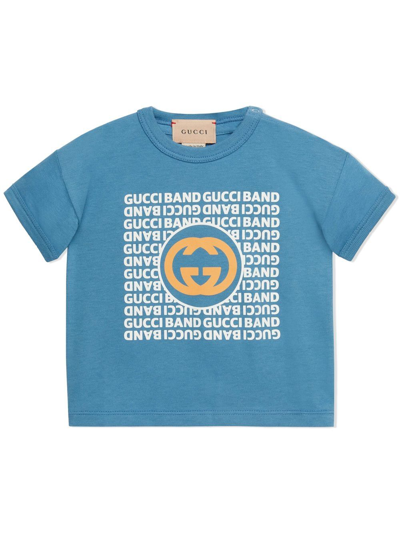 Gucci Babies' Kids Cotton Gg T-shirt (3-36 Months) In Blue
