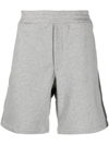 Alexander Mcqueen Logo-tape Cotton Track Shorts In Grey Blue