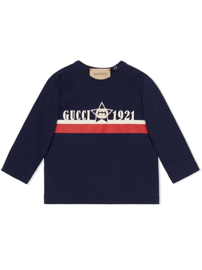 Gucci Babies' Kids Cotton 1921 Logo Jumper (3-36 Months) In Blue